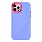 For iPhone 14 Pro Color Contrast Lens Frame TPU Phone Case(Purple+Rose Red) - 1