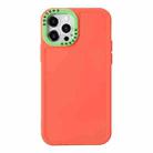 For iPhone 14 Pro Color Contrast Lens Frame TPU Phone Case(Orange+Green) - 1