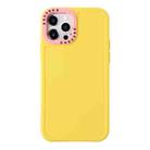 For iPhone 14 Pro Max Color Contrast Lens Frame TPU Phone Case (Yellow+Light Pink) - 1