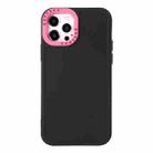 For iPhone 14 Pro Max Color Contrast Lens Frame TPU Phone Case (Black+Rose Red) - 1