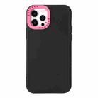 For iPhone 13 Color Contrast Lens Frame TPU Phone Case(Black+Rose Red) - 1