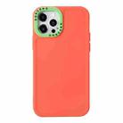 For iPhone 13 Color Contrast Lens Frame TPU Phone Case(Orange+Green) - 1