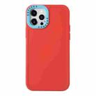 For iPhone 13 Pro Color Contrast Lens Frame TPU Phone Case (Red+Sky Blue) - 1