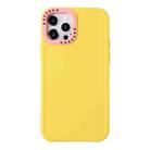 For iPhone 13 Pro Max Color Contrast Lens Frame TPU Phone Case (Yellow+Light Pink) - 1