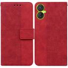 For Tecno Spark 9 Pro Geometric Embossed Leather Phone Case(Red) - 1