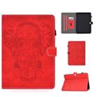 For Galaxy Tab 4 10.1 T530 Embossed Elephant Pattern Horizontally Flip PU Leather Case with Magnetic Buckle & Bracket and Card Slot(Red) - 1