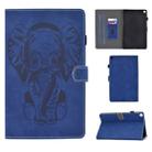 For Galaxy Tab A 10.1 (2019) T510 T515 Embossed Elephant Pattern Horizontally Flip PU Leather Case with Magnetic Buckle & Bracket and Card Slot(Blue) - 1