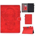 For Huawei T3-10.0 Embossed Elephant Pattern Horizontally Flip PU Leather Case with Magnetic Buckle & Bracket and Card Slot(Red) - 1