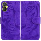 For Tecno Spark 9 Pro Tiger Embossing Pattern Horizontal Flip Leather Phone Case(Purple) - 1