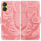 For Tecno Spark 9 Pro Tiger Embossing Pattern Horizontal Flip Leather Phone Case(Pink) - 1