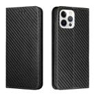 For iPhone 14 Pro Carbon Fiber Texture Magnetic Flip Leather Phone Case(Black) - 1