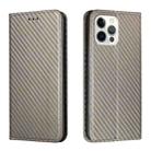 For iPhone 14 Pro Carbon Fiber Texture Magnetic Flip Leather Phone Case(Grey) - 1