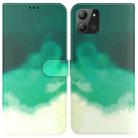 For Infinix Hot 11 2022 Watercolor Pattern Horizontal Flip Leather Phone Case(Cyan Green) - 1