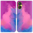 For Tecno Spark 9 Pro Watercolor Pattern Horizontal Flip Leather Phone Case(Purple Red) - 1