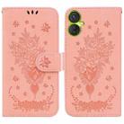 For Tecno Spark 9 Pro Butterfly Rose Embossed Leather Phone Case(Pink) - 1