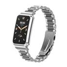 For Xiaomi Mi Band 7 Pro Three-Bead Metal Watch Band(Silver Black) - 1