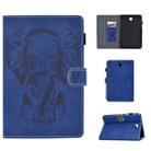 For Galaxy Tab A 8.0 (2015) T350 T355 Embossed Elephant Pattern Horizontal Flip PU Leather Case with Sleep Function & Magnetic Buckle & Bracket and Card Slot(Blue) - 1