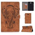 For Galaxy Tab A 10.1 (2016) T580 Embossed Elephant Pattern Horizontal Flip PU Leather Case with Sleep Function & Magnetic Buckle & Bracket and Card Slot(Brown) - 1