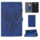 For Galaxy Tab A 10.1 (2016) T580 Embossed Elephant Pattern Horizontal Flip PU Leather Case with Sleep Function & Magnetic Buckle & Bracket and Card Slot(Blue) - 1