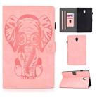 For Galaxy Tab A 10.5 T590 T595 Embossed Elephant Pattern Horizontal Flip PU Leather Case with Sleep Function & Magnetic Buckle & Bracket and Card Slot(Pink) - 1