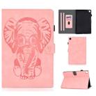 For Galaxy Tab S5e T720 T725 Embossed Elephant Pattern Horizontal Flip PU Leather Case with Sleep Function & Magnetic Buckle & Bracket and Card Slot(Pink) - 1