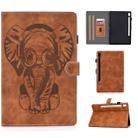 For Galaxy Tab S6 T860 T865 Embossed Elephant Pattern Horizontal Flip PU Leather Case with Sleep Function & Magnetic Buckle & Bracket and Card Slot(Brown) - 1