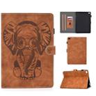 For iPad 9.7 2017 / 2018 Embossed Elephant Pattern Horizontal Flip PU Leather Case with Sleep Function & Magnetic Buckle & Bracket and Card Slot(Brown) - 1