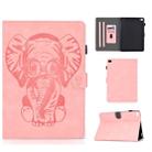 For iPad 9.7 2017 / 2018 Embossed Elephant Pattern Horizontal Flip PU Leather Case with Sleep Function & Magnetic Buckle & Bracket and Card Slot(Pink) - 1