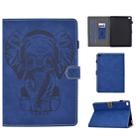 For iPad 9.7 2017 / 2018 Embossed Elephant Pattern Horizontal Flip PU Leather Case with Sleep Function & Magnetic Buckle & Bracket and Card Slot(Blue) - 1