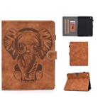 For iPad 2 3 4 Embossed Elephant Pattern Horizontal Flip PU Leather Case with Sleep Function & Magnetic Buckle & Bracket and Card Slot(Brown) - 1