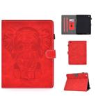 For iPad 2 3 4 Embossed Elephant Pattern Horizontal Flip PU Leather Case with Sleep Function & Magnetic Buckle & Bracket and Card Slot(Red) - 1