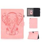For iPad 2 3 4 Embossed Elephant Pattern Horizontal Flip PU Leather Case with Sleep Function & Magnetic Buckle & Bracket and Card Slot(Pink) - 1