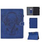 For iPad 2 3 4 Embossed Elephant Pattern Horizontal Flip PU Leather Case with Sleep Function & Magnetic Buckle & Bracket and Card Slot(Blue) - 1