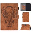 For iPad mini 1/2/3/4/5 Embossed Elephant Pattern Horizontal Flip PU Leather Case with Sleep Function & Magnetic Buckle & Bracket and Card Slot(Brown) - 1