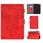 For iPad mini 1/2/3/4/5 Embossed Elephant Pattern Horizontal Flip PU Leather Case with Sleep Function & Magnetic Buckle & Bracket and Card Slot(Red) - 1