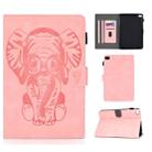 For iPad mini 1/2/3/4/5 Embossed Elephant Pattern Horizontal Flip PU Leather Case with Sleep Function & Magnetic Buckle & Bracket and Card Slot(Pink) - 1