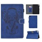For iPad mini 1/2/3/4/5 Embossed Elephant Pattern Horizontal Flip PU Leather Case with Sleep Function & Magnetic Buckle & Bracket and Card Slot(Blue) - 1