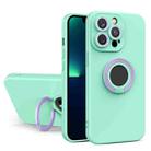 For iPhone 14 Contrast Color TPU Holder Phone Case (Light Green) - 1