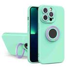For iPhone 14 Plus Contrast Color TPU Holder Phone Case (Light Green) - 1