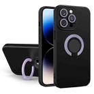 For iPhone 14 Pro Contrast Color TPU Holder Phone Case(Black Purple) - 1