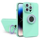 For iPhone 14 Pro Max Contrast Color TPU Holder Phone Case (Light Green) - 1