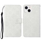 For iPhone 14 Ethnic Style Embossed Pattern Leather Phone Case (White) - 1