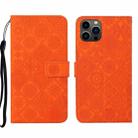 For iPhone 14 Pro Ethnic Style Embossed Pattern Leather Phone Case(Orange) - 1