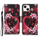 For iPhone 14 3D Colored Drawing Flip Leather Phone Case (Red Heart) - 1