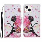 For iPhone 14 3D Colored Drawing Flip Leather Phone Case (Dance Girl) - 1