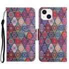 For iPhone 14 3D Colored Drawing Flip Leather Phone Case (Kaleidoscope) - 1