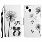 For iPhone 14 3D Colored Drawing Flip Leather Phone Case (Dandelions) - 1