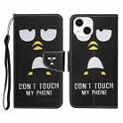 For iPhone 14 Plus 3D Colored Drawing Flip Leather Phone Case (Penguins) - 1