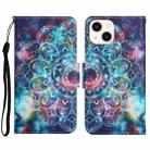 For iPhone 14 Plus 3D Colored Drawing Flip Leather Phone Case (Star Mandala) - 1