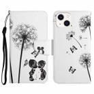 For iPhone 14 Plus 3D Colored Drawing Flip Leather Phone Case (Dandelions) - 1